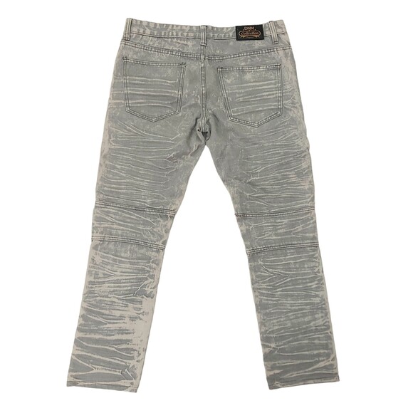 DNM Collection Original Biker Moto Jeans Mens 34x30 Gray Acid Wash Distressed - Picture 6 of 12
